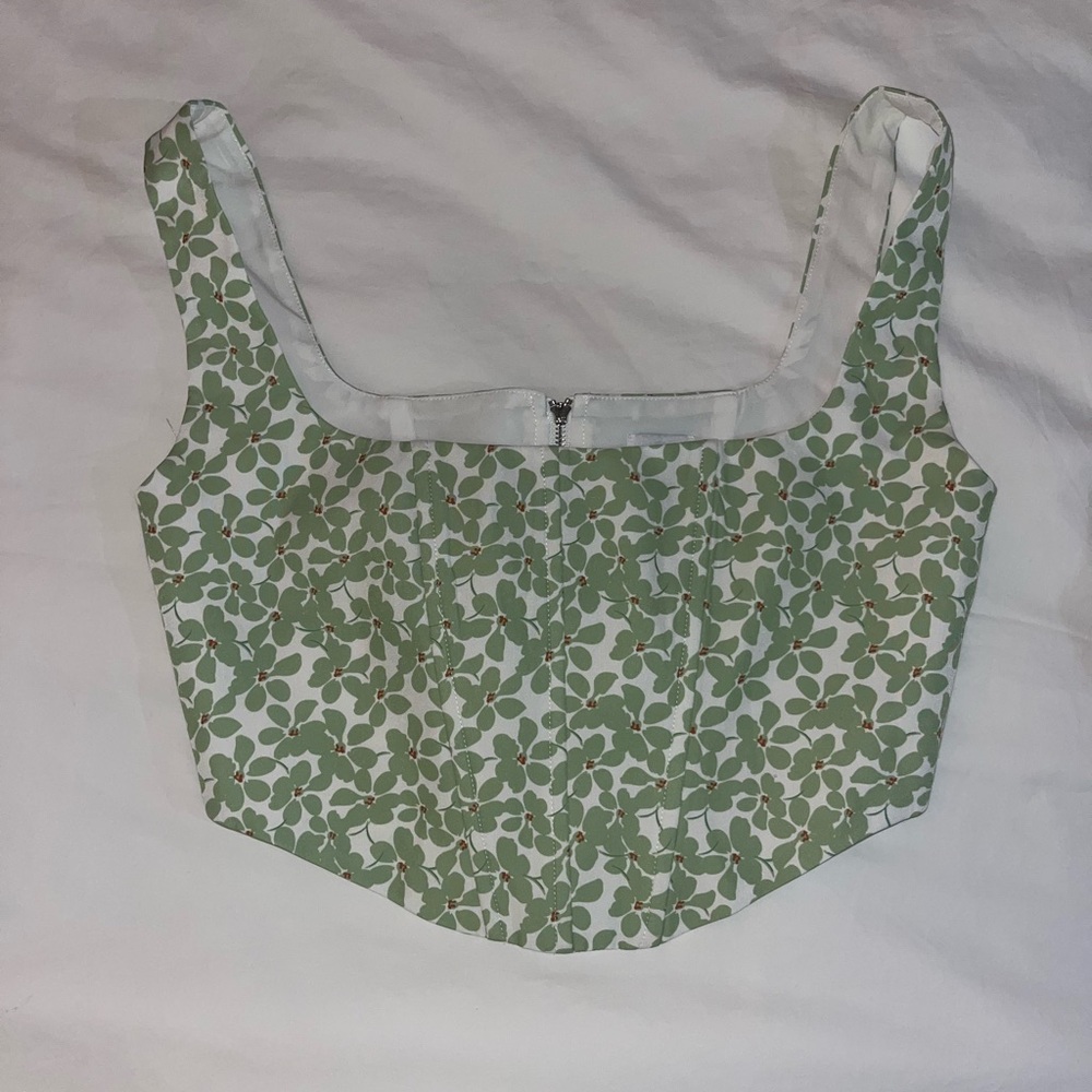 Princess Polly Green Floral Corset Top